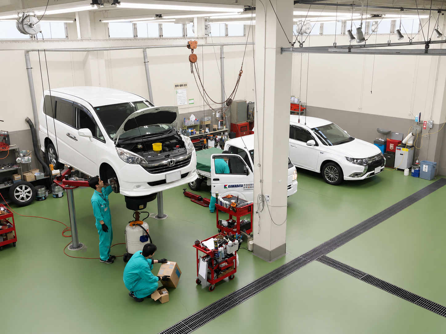 整備工場内の様子